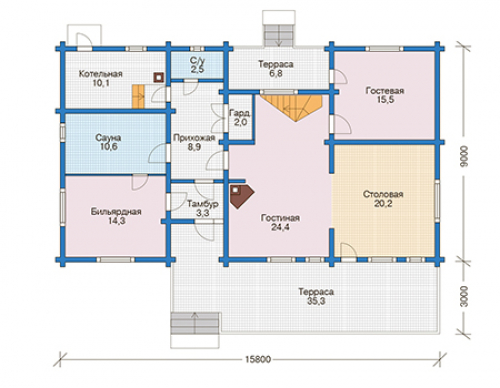 План первого этажа дома 12-62