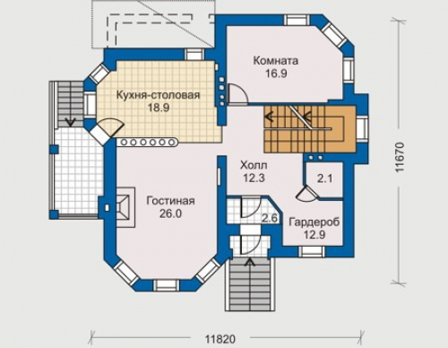 План первого этажа дома 30-70