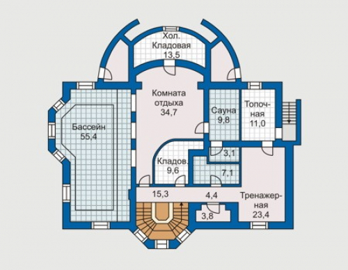 План цокольного этажа дома 30-73