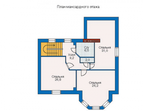 План мансардного этажа дома 31-79