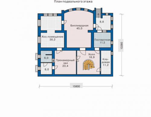 План цокольного этажа дома 32-22