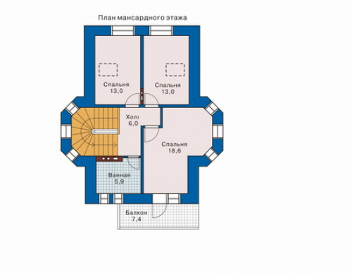 План мансардного этажа дома 32-43