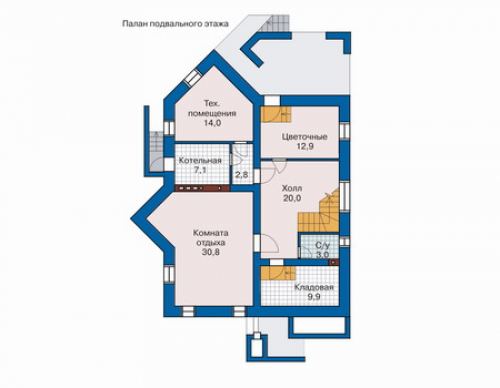 План цокольного этажа дома 32-57