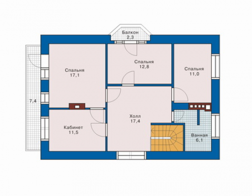 План второго этажа дома 32-68