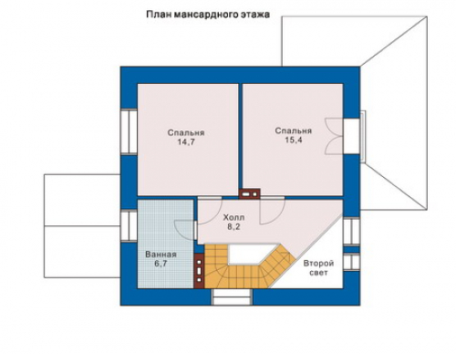 План мансардного этажа дома 33-00