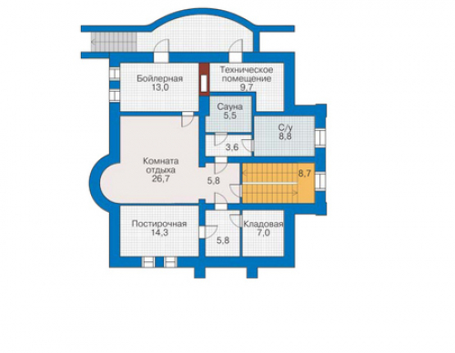 План цокольного этажа дома 34-80