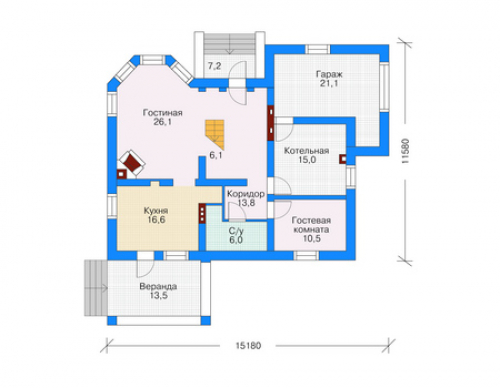 План первого этажа дома 35-25