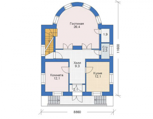 План первого этажа дома 35-44