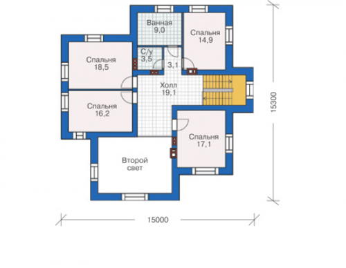 План второго этажа дома 38-85