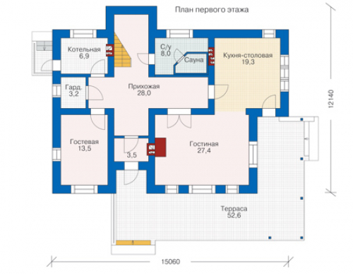 План первого этажа дома 52-45