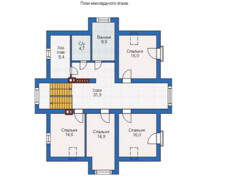 План мансардного этажа дома 53-33