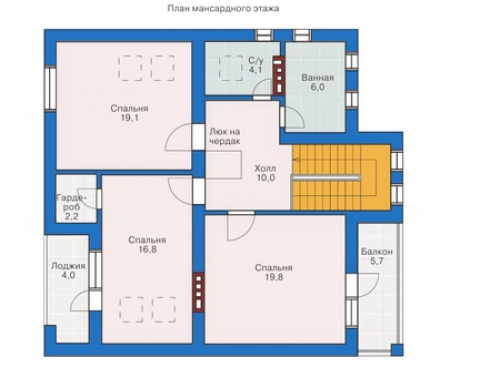План мансардного этажа дома 53-52