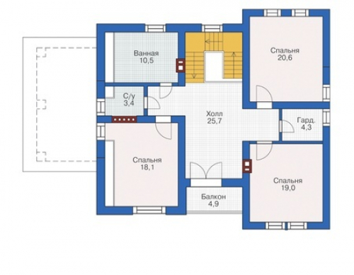 План мансардного этажа дома 55-42