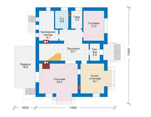 План первого этажа дома 56-40