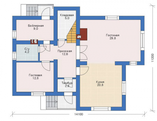 План первого этажа дома 70-85