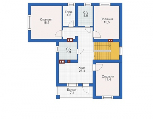 План мансардного этажа дома 72-48
