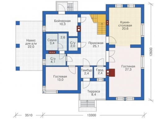 План первого этажа дома 72-64