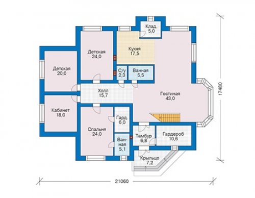 План первого этажа дома 73-45